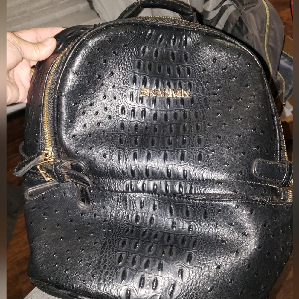 Brahmin Black Textured Backpack